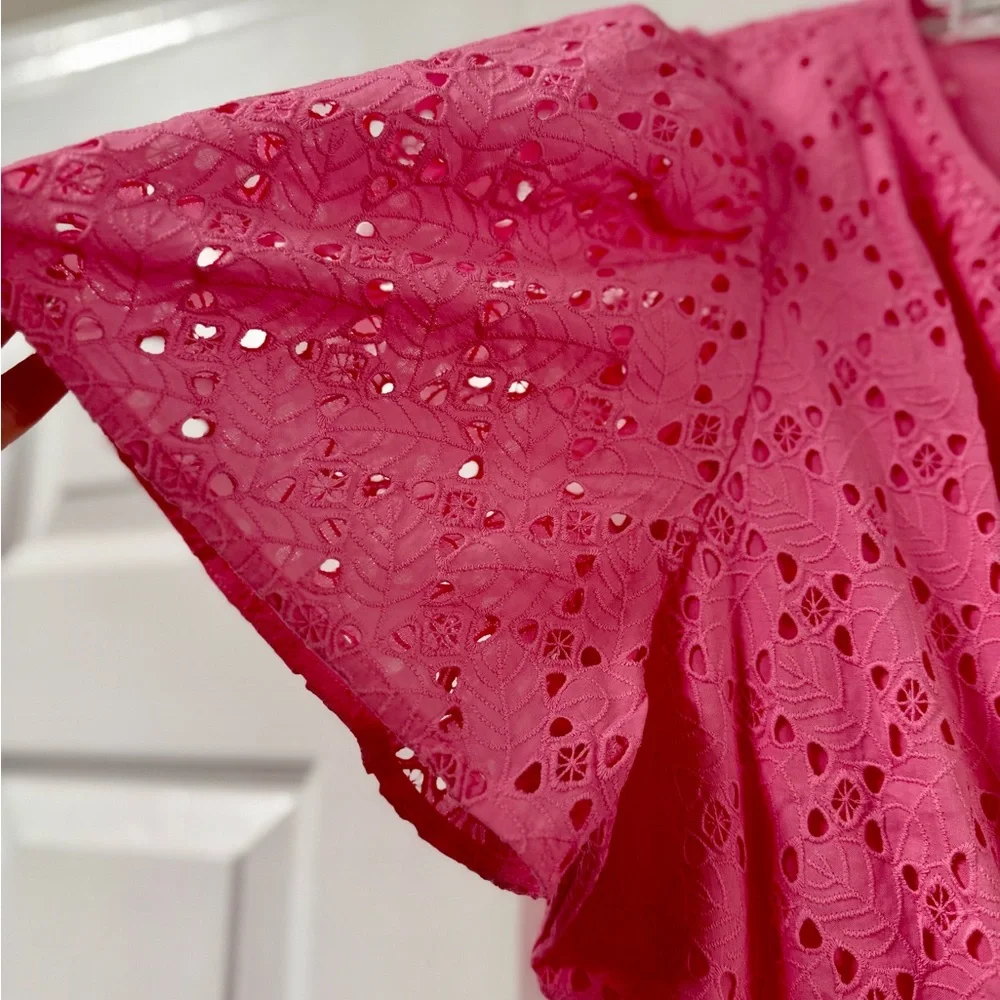 Draper James Wilson Pink Eyelet Whimsical Feminine Mini Dress New With Tags XL - Picture 2 of 13